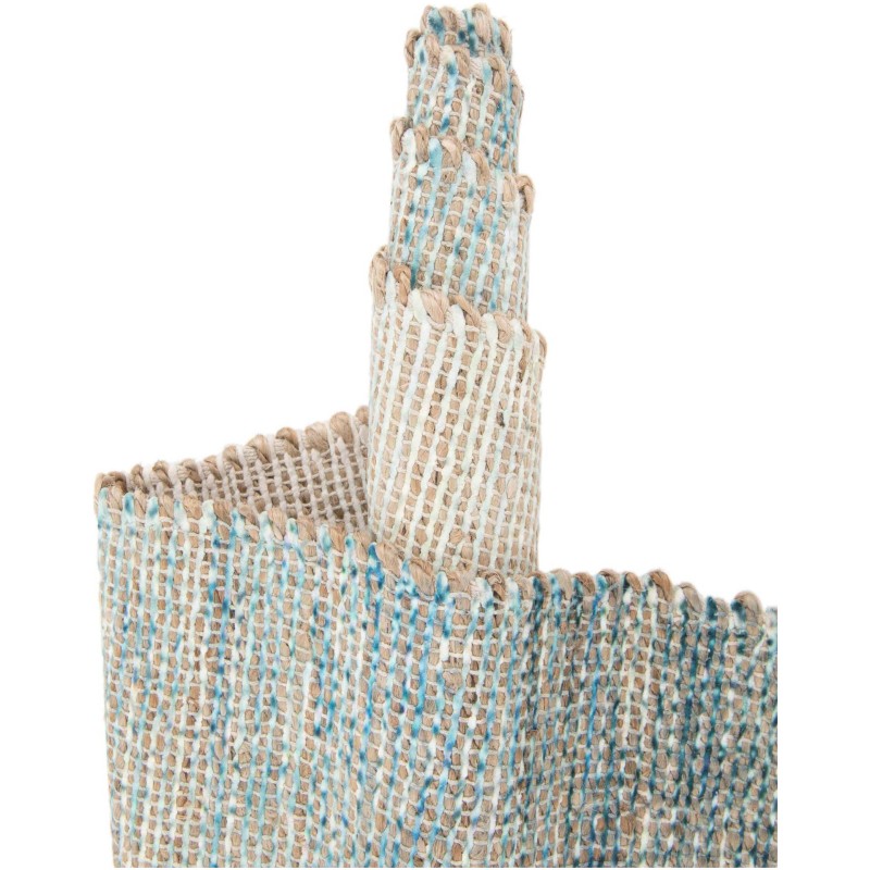 Tapete Yute y Chenille Azul y Marfil