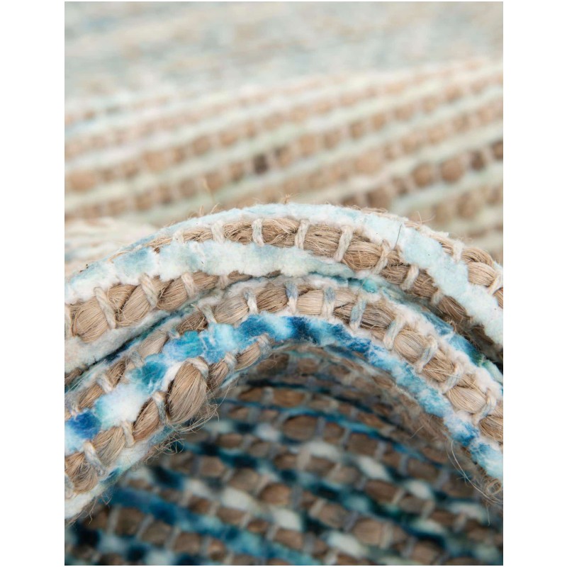 Tapete Yute y Chenille Azul y Marfil