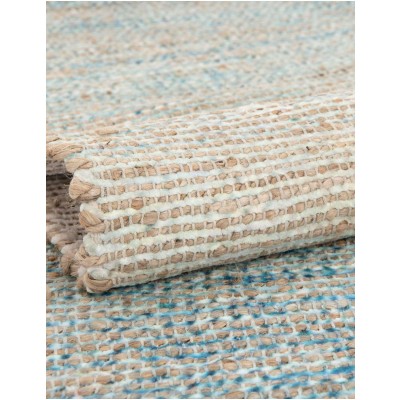 Tapete Yute y Chenille Azul y Marfil