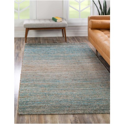 Tapete Yute y Chenille Azul y Marfil