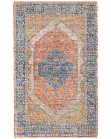 Tapete Yute y Chenille Diamante Naranja con Amarillo