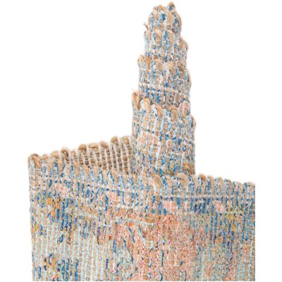 Tapete Yute y Chenille Flor Azul y Duraznos