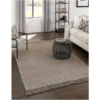 Tapete de Yute Nudos con Flecos Gris