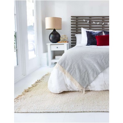 Tapete de Yute Nudos con Flecos Marfil