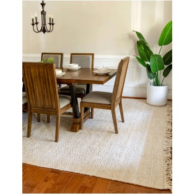 Tapete de Yute Nudos con Flecos Marfil