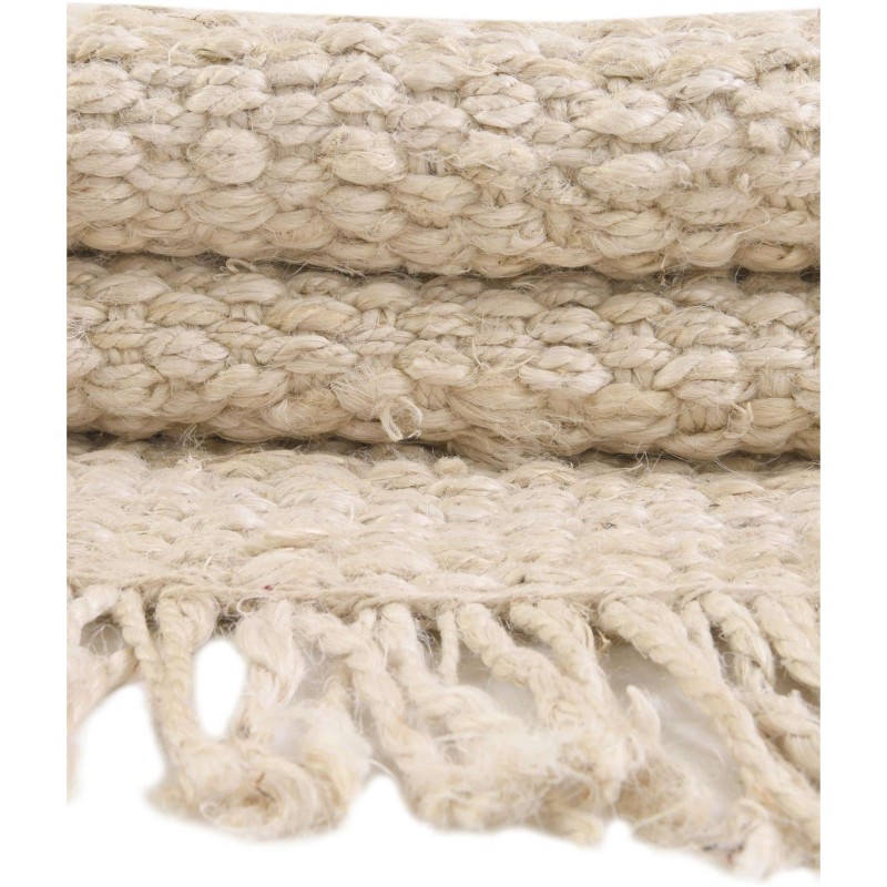 Tapete de Yute Nudos con Flecos Marfil