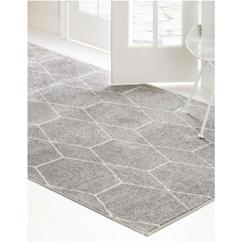 Tapete Enrejado Geométrico en Gris Claro