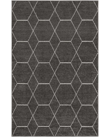 Tapete Enrejado Geométrico en Gris Obscuro