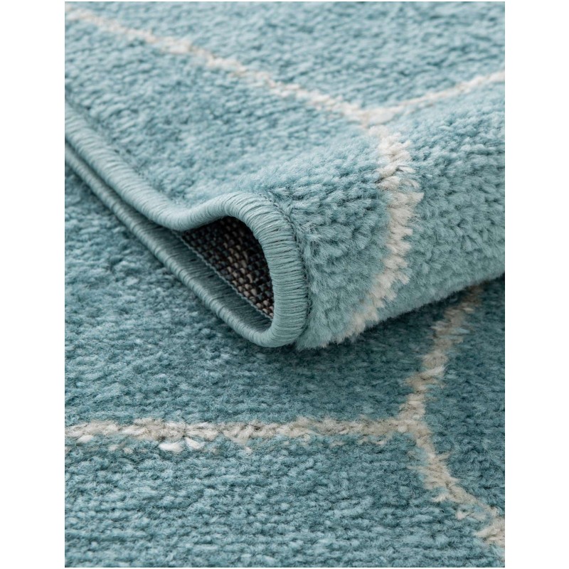 Tapete Enrejado Geométrico en Azul Claro