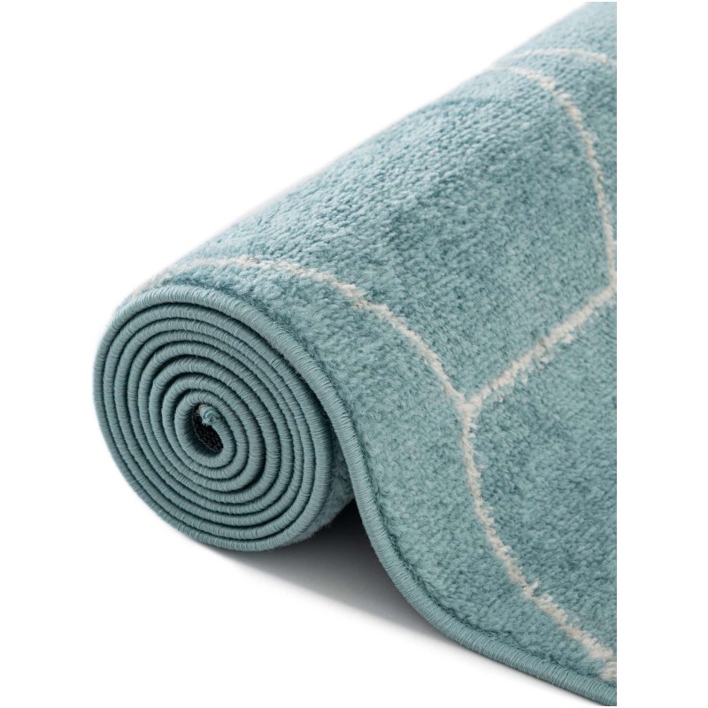 Tapete Enrejado Geométrico en Azul Claro