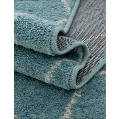 Tapete Enrejado Geométrico en Azul Claro