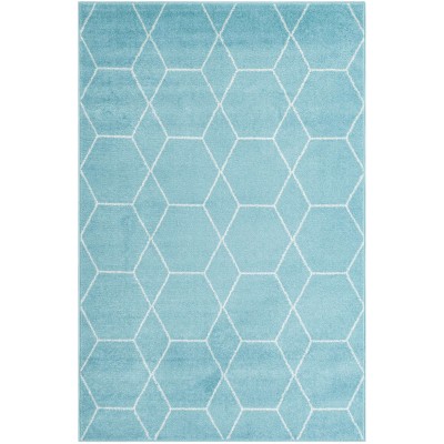 Tapete Enrejado Geométrico en Azul Claro