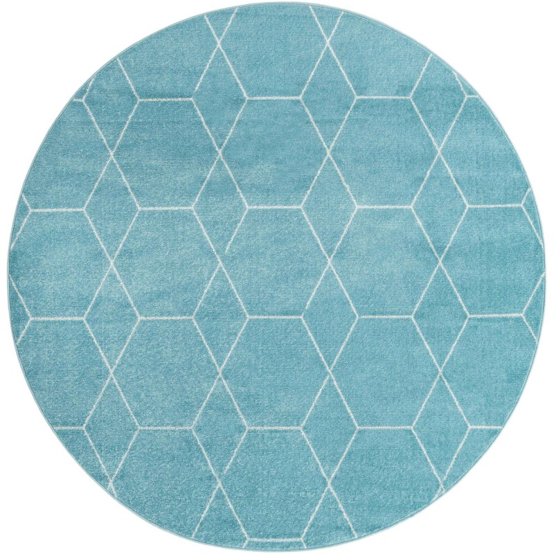 Tapete Enrejado Geométrico en Azul Claro