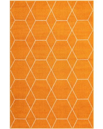 Tapete Enrejado Geométrico en Naranja