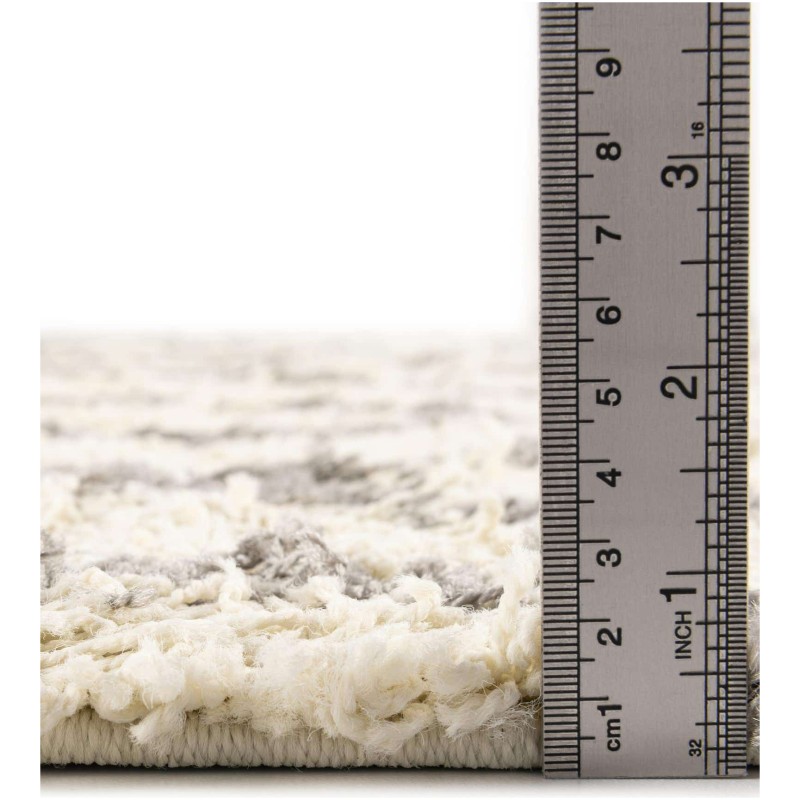 Tapete Shaggy Rombos Enrejados en Marfil