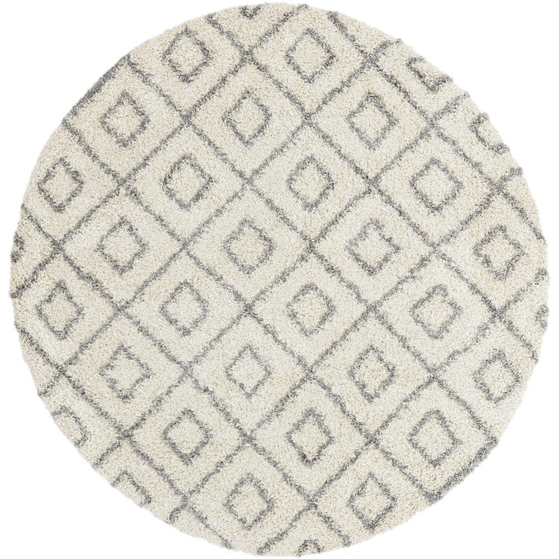 Tapete Shaggy Rombos Enrejados en Marfil