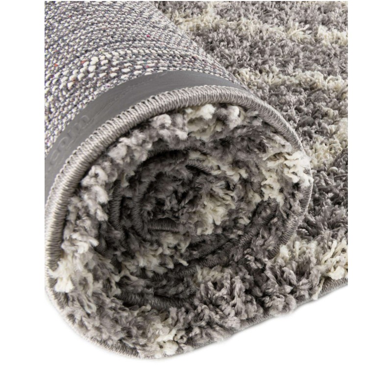 Tapete Shaggy Rombos Enrejados en Gris