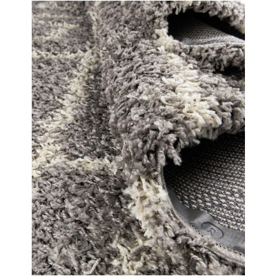 Tapete Shaggy Rombos Enrejados en Gris