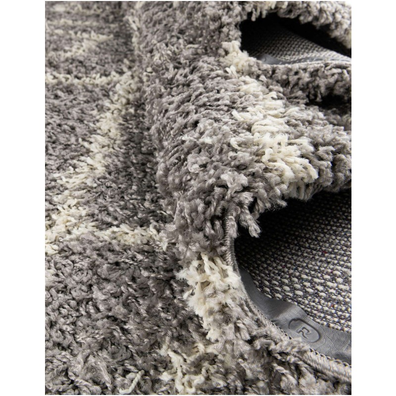 Tapete Shaggy Rombos Enrejados en Gris