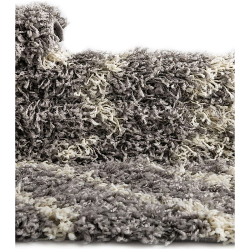 Tapete Shaggy Rombos Enrejados en Gris