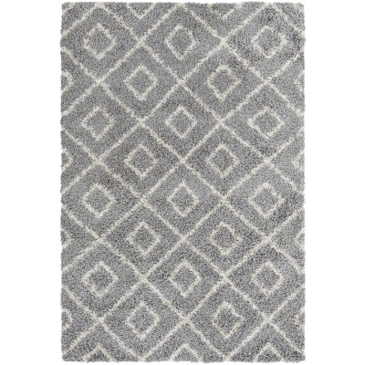 Tapete Shaggy Rombos Enrejados en Gris