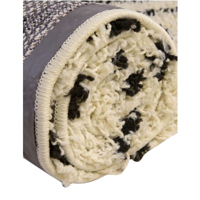 Tapete Shaggy Rombos Enrejados en Blanco y Negro