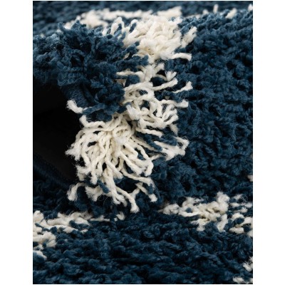 Tapete Shaggy Rombos Enrejados en Azul Marino