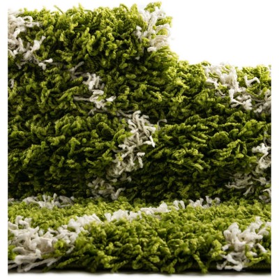 Tapete Shaggy Rombos Enrejados en Verde