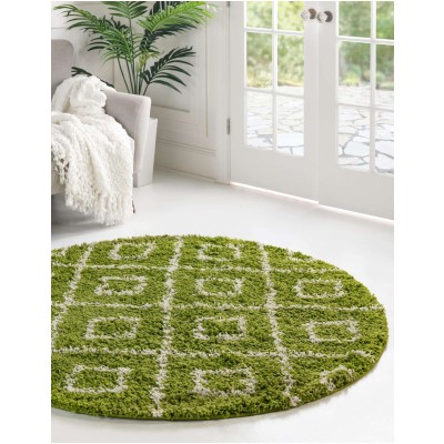 Tapete Shaggy Rombos Enrejados en Verde