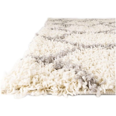 Tapete Shaggy Enrejado en Marfil