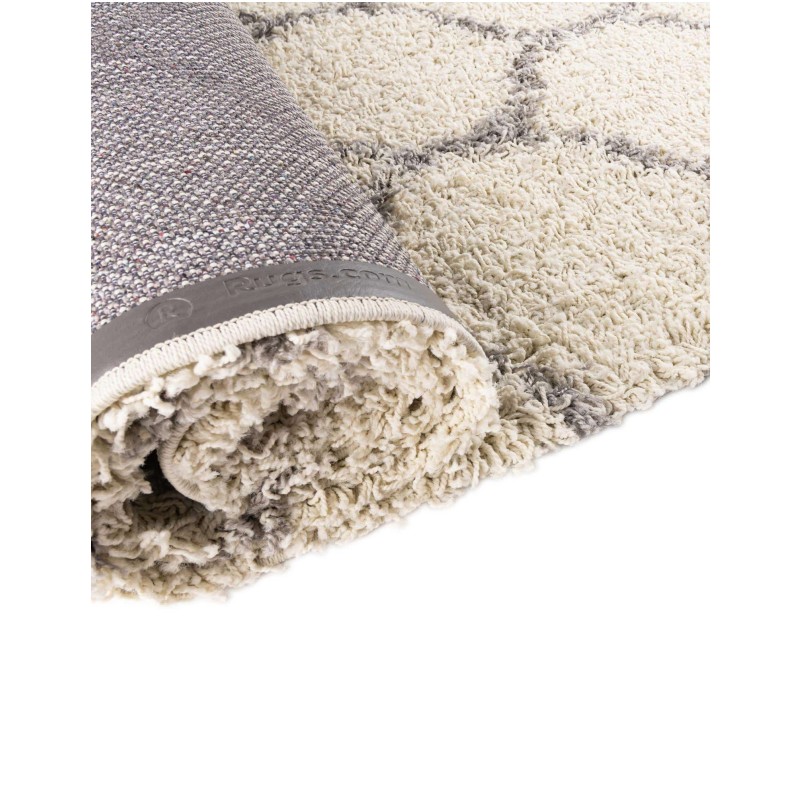Tapete Shaggy Enrejado en Marfil