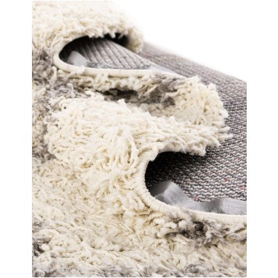 Tapete Shaggy Enrejado en Marfil