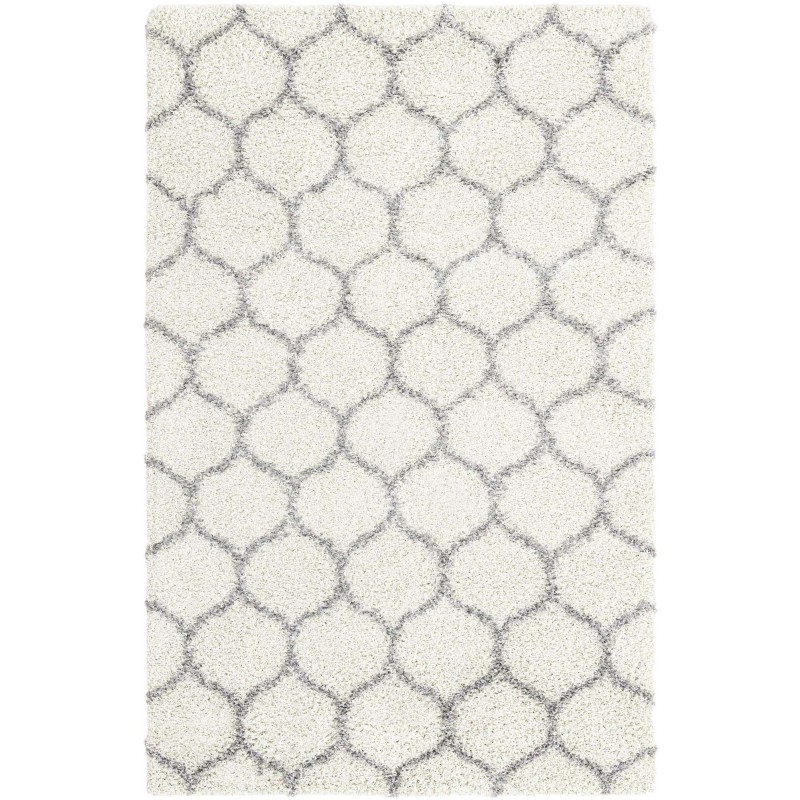 Tapete Shaggy Enrejado en Marfil