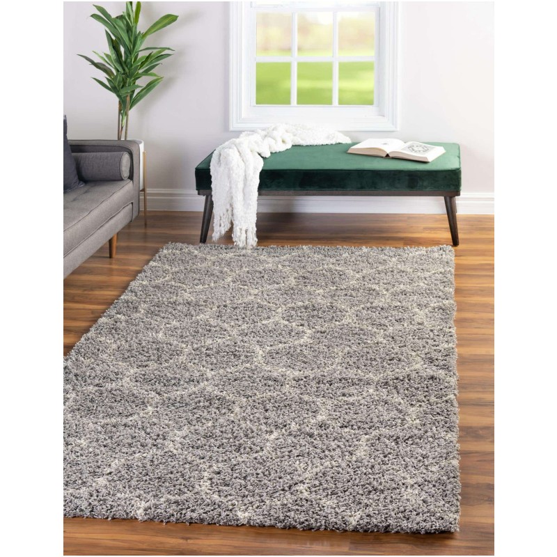 Tapete Shaggy Enrejado en Gris