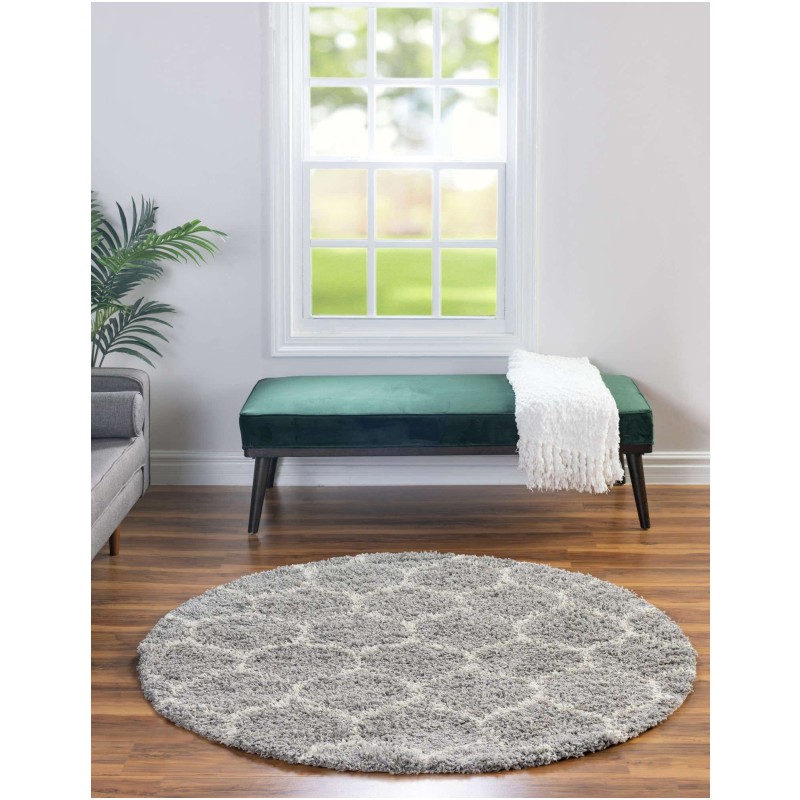 Tapete Shaggy Enrejado en Gris
