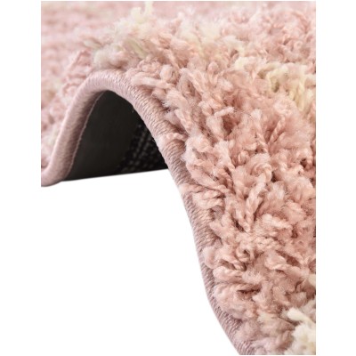 Tapete Shaggy Enrejado en Rosa Claro