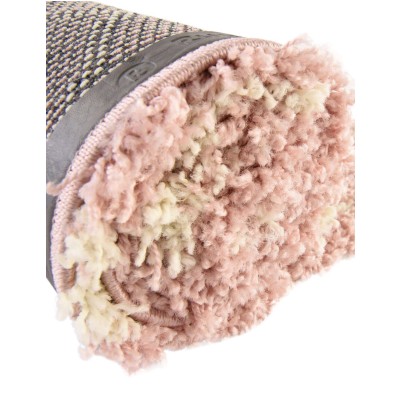 Tapete Shaggy Enrejado en Rosa Claro