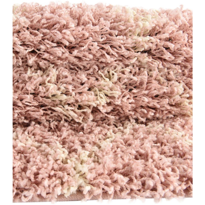 Tapete Shaggy Enrejado en Rosa Claro