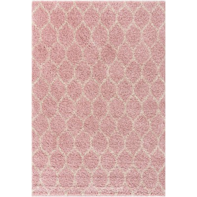 Tapete Shaggy Enrejado en Rosa Claro