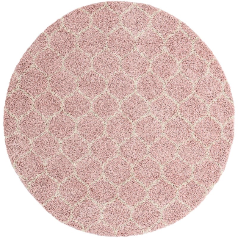 Tapete Shaggy Enrejado en Rosa Claro
