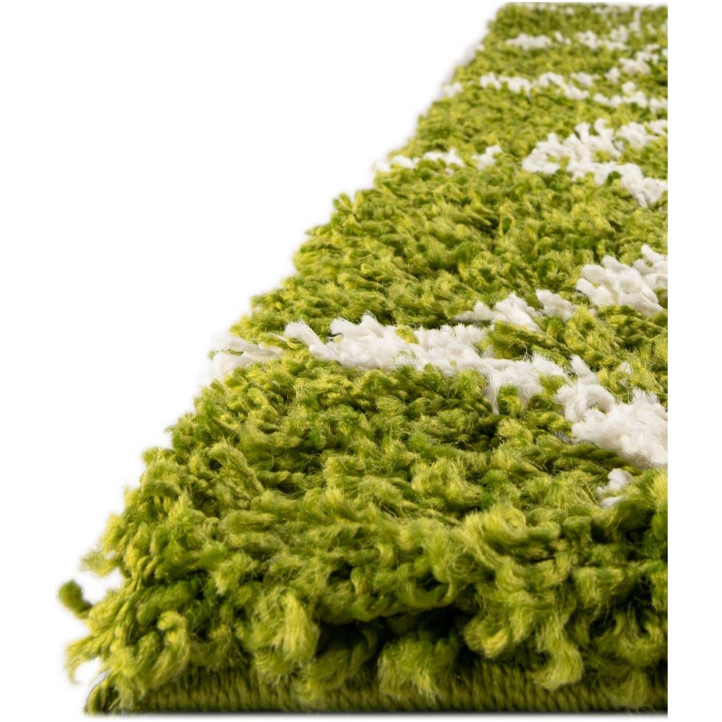 Tapete Shaggy Enrejado en Verde