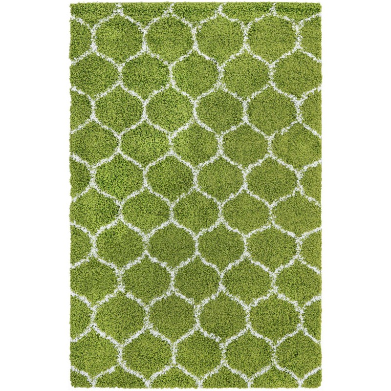 Tapete Shaggy Enrejado en Verde