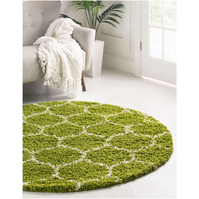 Tapete Shaggy Enrejado en Verde