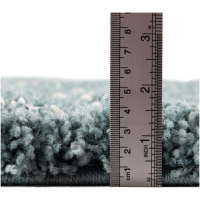 Tapete Shaggy Enrejado en Azul Claro