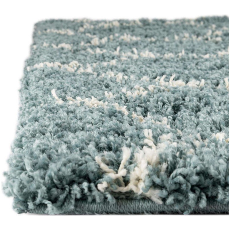 Tapete Shaggy Enrejado en Azul Claro