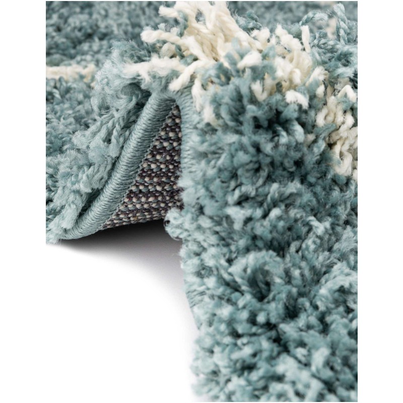 Tapete Shaggy Enrejado en Azul Claro
