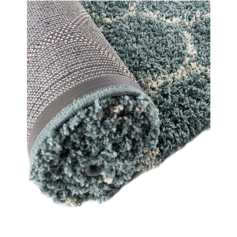 Tapete Shaggy Enrejado en Azul Claro