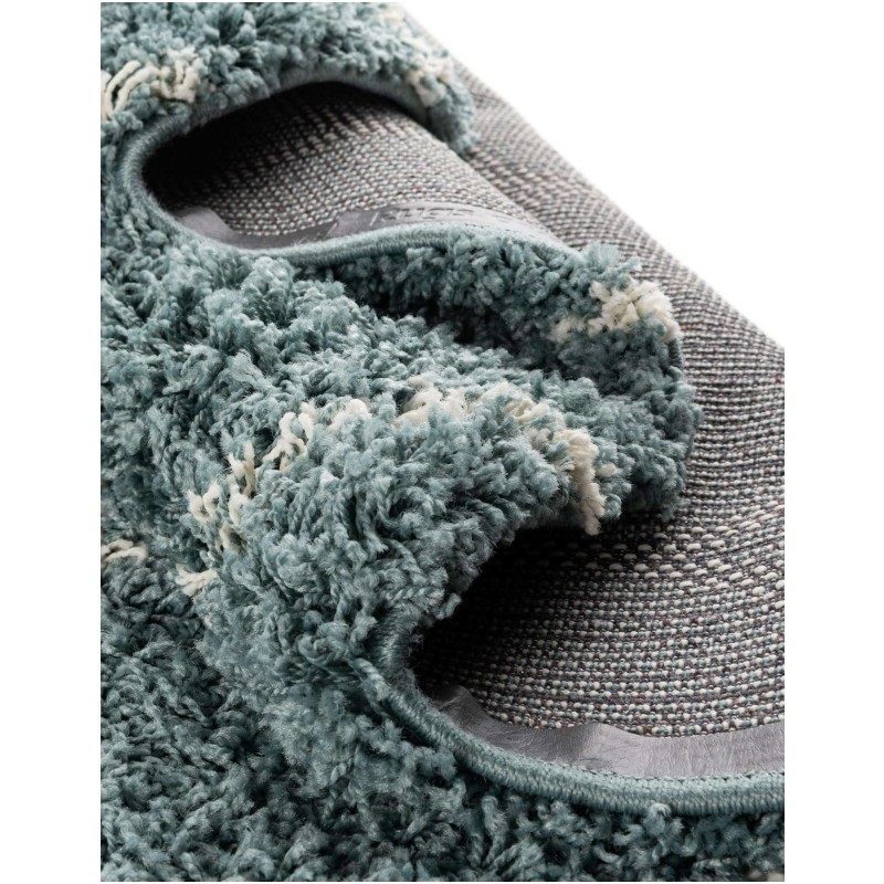 Tapete Shaggy Enrejado en Azul Claro