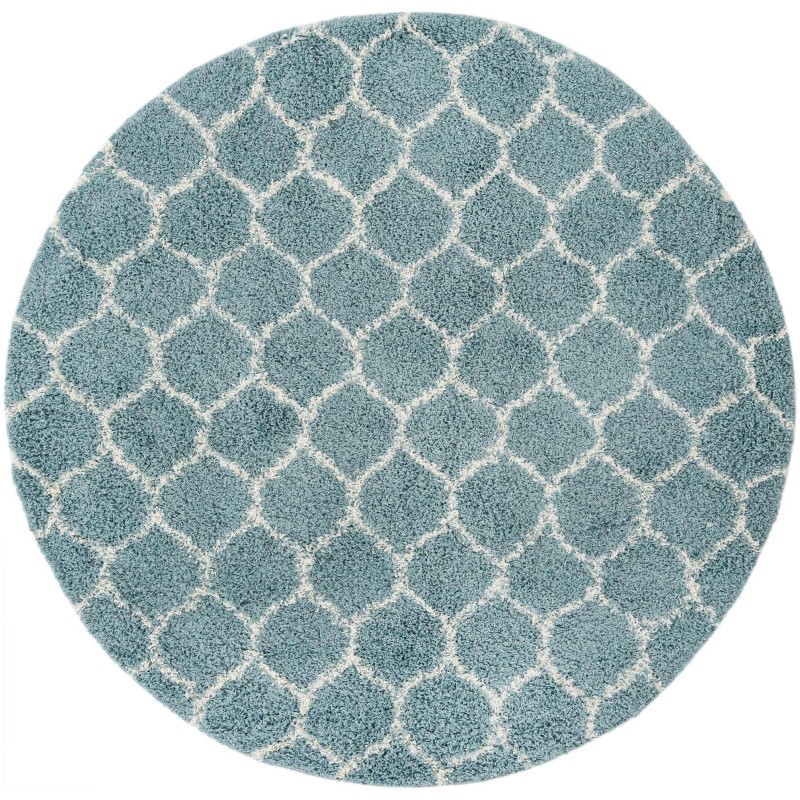 Tapete Shaggy Enrejado en Azul Claro