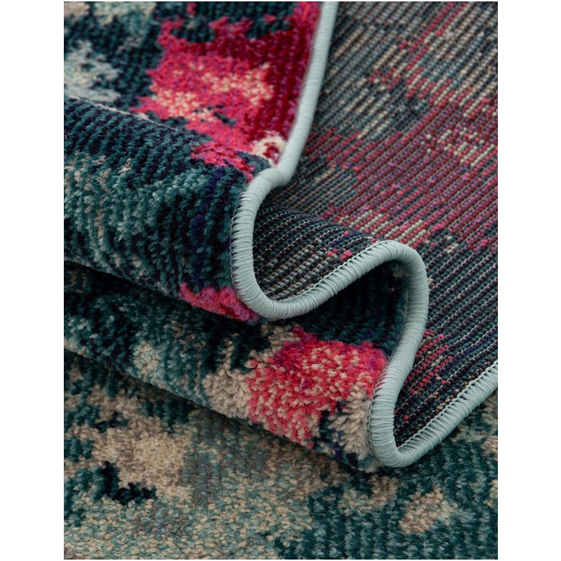 Tapete Oasis con Manchas Azul y Rojo